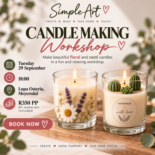 29 September 2026- Candle making- Lupa Osteria, Meyersdal