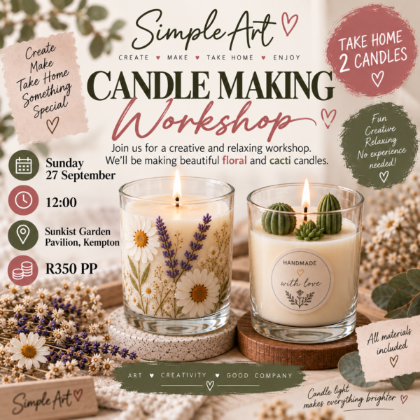 27September 2026- Candle making- Sunkist Garden Pavilion, Kempton