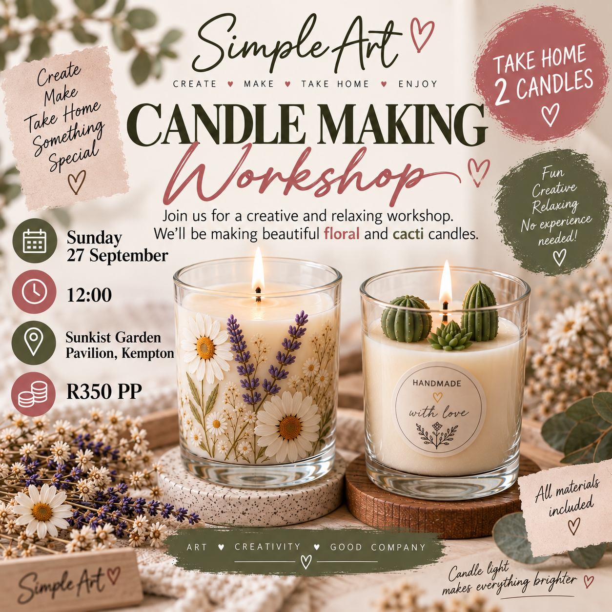 27September 2026- Candle making- Sunkist Garden Pavilion, Kempton